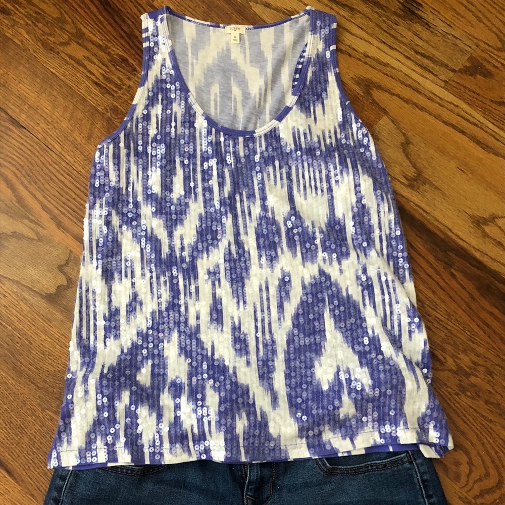 J Crew Ikat sequin tank